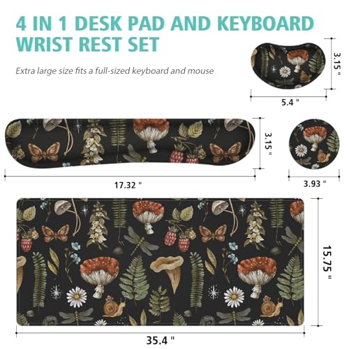Mouse Pad Set Large Desk, Desk Matt for Desktop with Wrist Rest,Anti-Slip XXL Big Computer Ergonomic Mousepad with Wrist Support for Keyboard and Mouse(Plant) - color: Plant