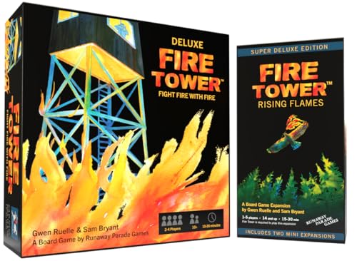 Deluxe Fire Tower Board Game + Super Deluxe Rising Flames Expansion Bundle (Includes Two Mini expansions!) - Fight fire with fire in Fast paced and Competitive Game | Easy to Learn | 15-30 min