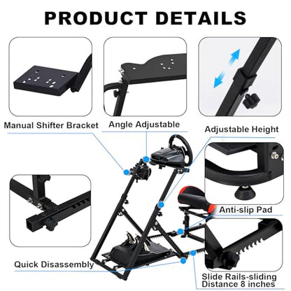 CXRCY Racing Simulator Cockpit with Seat, for G920 G29 G25 G27 | Adjustable backrest & slide rails. Formula/GT positions. Wheel & pedals not included. Fits Fanatec & Thrustmaster bases. - color: Black with quick detachable seat