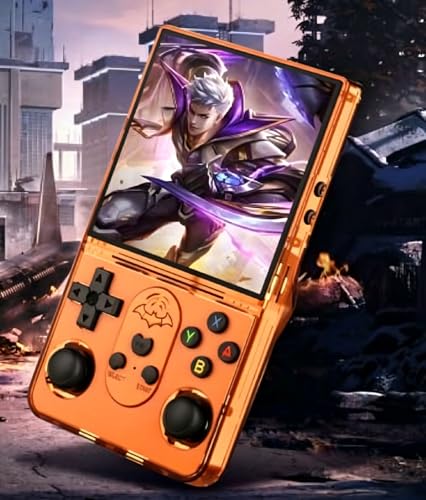 Retro Handheld Game Console, 4.0 Inch Screen, Portable Hand Held Open Source Linux System, 4000mAh Battery Retro Gaming Console (Orange) - style: Orange 64G