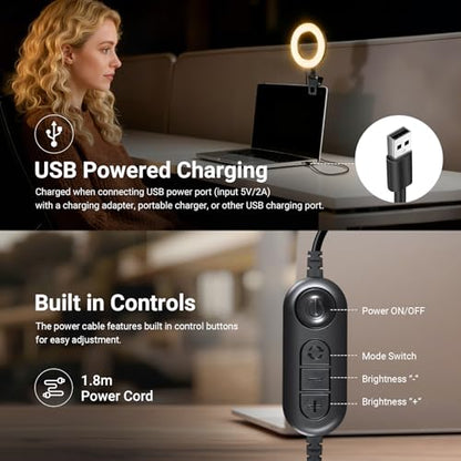 NEEWER Basic 5" Ring Light for Video Conference Lighting, Clip on Light Kit with Desk Tripod Stand for Monitor Laptop Computer Zoom Call Live Streaming Remote Working Learning Video Recording, BR60