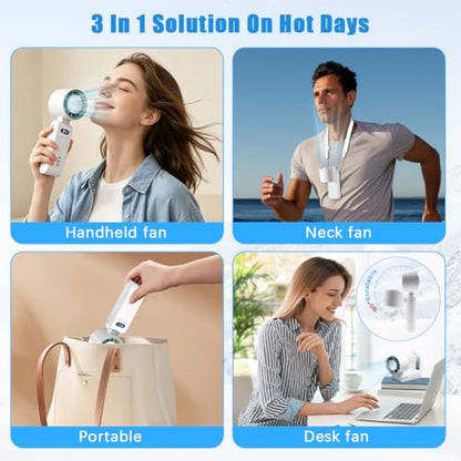 zxbaers Portable Handheld Turbo Fan with Ice Cooling, Rechargeable Hand Held Fan, Up to 199 Gears, 20000 RPM, Handheld AC Fan with Cold Air, for Travel, Outdoor, Camping, Hiking, Beach Vacation