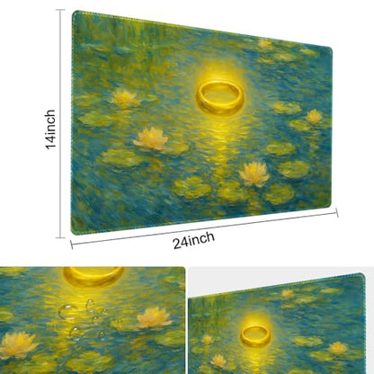 Board Game 14x24in MTG Playmat Compatible for OCG CCG RPG TCG Playmats (Golden Halo in Water) - color: Golden Halo in Water