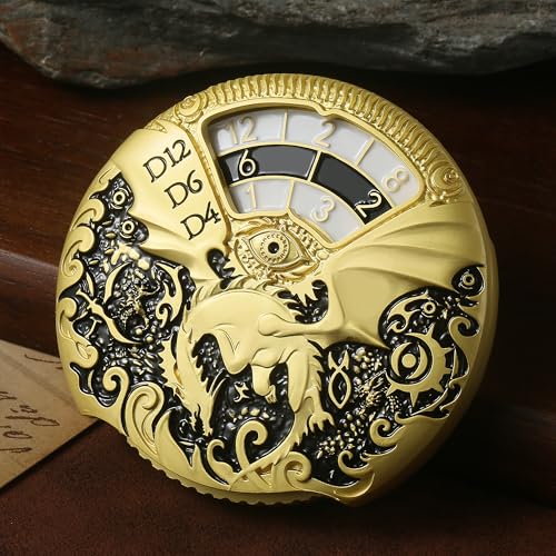 Dragon Roulette Spinner Dice DNDND 7-in-1 Fidget Spinner Metal DND Dice Set with Luxurious Gift Box for Dungeons and Dragon and Tabletop Game (Gold with Black) - color: Dragon Gold