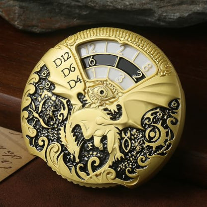 Dragon Roulette Spinner Dice DNDND 7-in-1 Fidget Spinner Metal DND Dice Set with Luxurious Gift Box for Dungeons and Dragon and Tabletop Game (Gold with Black) - color: Dragon Gold
