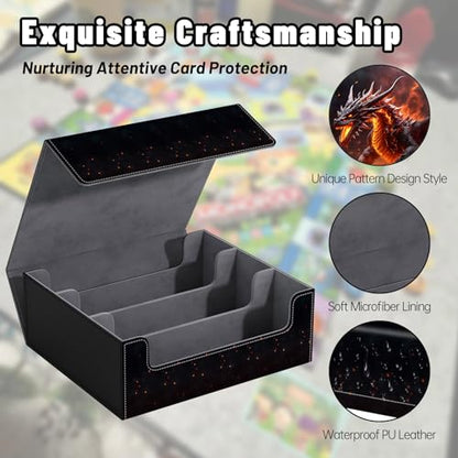 DEGDFSGR Card Game Storage Box for TCG MTG Commander Deck Box MTG Card Box Organizer Trading Card Case Magnetic Closure Creative Pattern Up to 2400 Cards, The Fire Dragon On The Rock - color: The Fire Dragon On The Rock