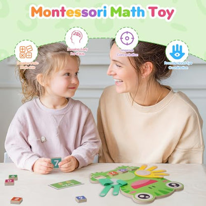 Preschool Learning Toys for Toddlers 3-5, Wooden Finger Counting Toys | finger counting number blocks for kids, math manipulatives toys, preschool educational math toy for boys girls