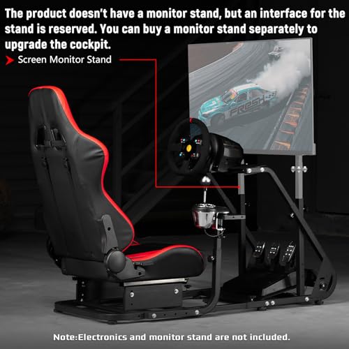 Dardoo G920 Racing Simulator Cockpit with Red Seat for Direct Drive steels | Fit for Logitech G923 G29, for Thrustmaster T150 T300 T248,Sim Racing Cockpit Not Included Wheel Pedals