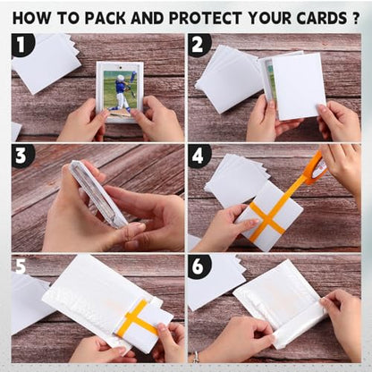 Engrowtic 302 Pcs Trading Card Shipping Protector Set Include 200 Precut Plastic Inserts Card Mailers 100 Poly Bubble Mailers Padded Envelopes and 2 Masking Tape (White,4.5 x 3.5 Inch) - color: White, size: 4.5 x 3.5 Inch