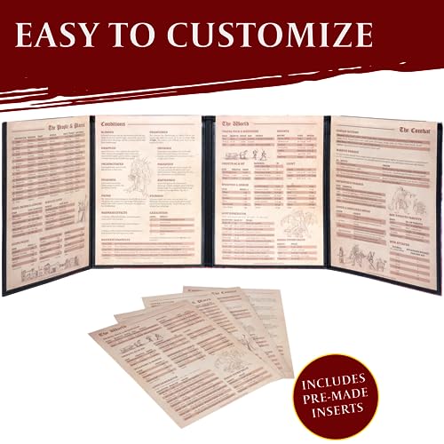 DND DM Screen 5e - D&D Dungeon Master Screen Full Color Print with Customizable Inserts - Dungeons and Dragons GM / Game Master Accessories Gift for Man or Woman. Hide Your Dice Rolls, Maps & Books.