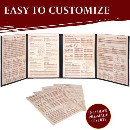 DND DM Screen 5e - D&D Dungeon Master Screen Full Color Print with Customizable Inserts - Dungeons and Dragons GM / Game Master Accessories Gift for Man or Woman. Hide Your Dice Rolls, Maps & Books.