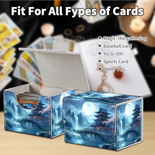 Stylish MTG Deck Box for 110+ Cards, Magnetic Commander Deck Case with Bonus Game Card Pouch, Durable Storage for TCG and Sleeved Magic Cards, Ancient Japanese - color: Ancient Japanese