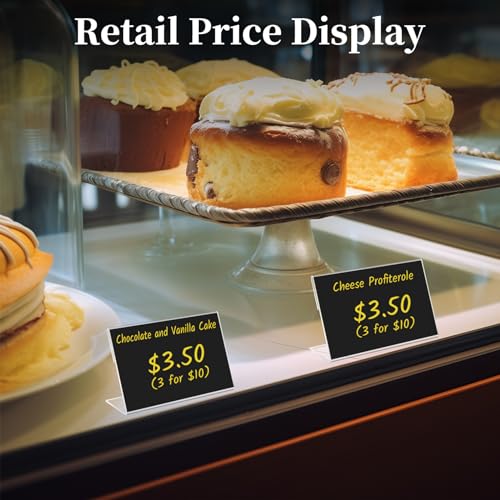 Daletu Mini Acrylic Sign Holders, Acrylic Food Sign Label for Party Buffet | Retail Price Card Signs Holders, Clear Plastic Table Counter Top Stand for Name Card, Bakery, Wedding, Event Decor - size: 30PCS 2.36" X 1.57"（6X4)