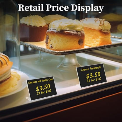 Daletu Mini Acrylic Sign Holders, Acrylic Food Sign Label for Party Buffet | Retail Price Card Signs Holders, Clear Plastic Table Counter Top Stand for Name Card, Bakery, Wedding, Event Decor - size: 30PCS 2.36" X 1.57"（6X4)