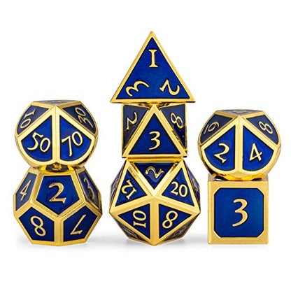 HEIMDALLR Metal D&D Dice Set 7 pcs - Dice Box & Velvet Dice Bag; Metal DND Dice Set D&D (Dungeons and Dragons) w D20 - Blacksmith Craft Dice (Lapis Lazuli) - color: 13 Lapis Lazuli