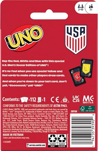 Mattel UNO US Men's National Team Card Game for Kids, Adults & Family with a Special Rule. - style: UNO Soccer
