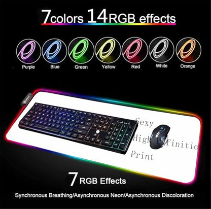 RGB Mouse Pad Sexy Anime Gaming LED Mouse Pad XXL Gamers Colorful USB Laptop Keyboard Pad Gaming Desk Sexy Butt Breasts Chest (27.55x12 inche) - size: 27.55x12 inche