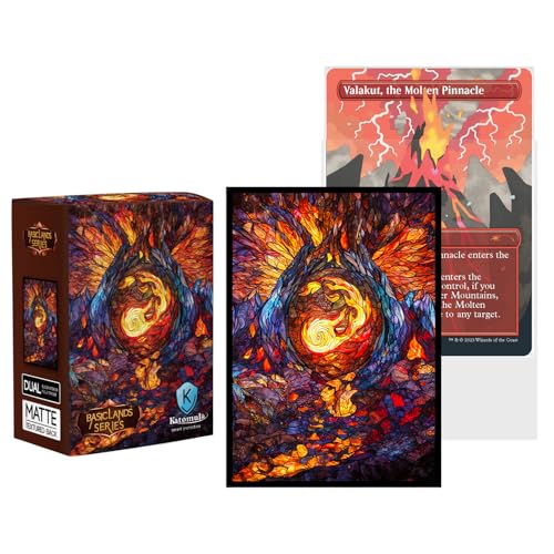 Katomula 100 MTG Card Sleeves with 100 Inner Sleeves, Textured Back Art Sleeve, Fit Standard Size Cards - Mountain - color: Mountain