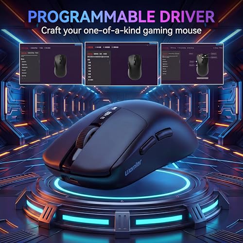 Keymatic G58 Wireless Gaming Mouse, 24000 DPI,Lightweight, Tri-Mode Rechargeable Wireless Mouse with 4 Programmable Buttons, LCD Screen, Dual Battery Rechargeable Compatible with PC, Mac-Black