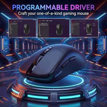 Keymatic G58 Wireless Gaming Mouse, 24000 DPI,Lightweight, Tri-Mode Rechargeable Wireless Mouse with 4 Programmable Buttons, LCD Screen, Dual Battery Rechargeable Compatible with PC, Mac-Black