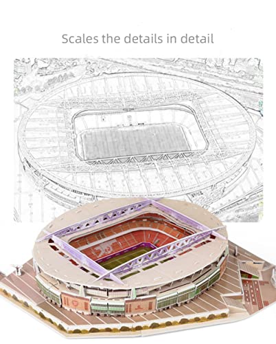Classic Football Stadium Puzzle,3D Puzzle Soccer Club Venues,3D Paper Model Building Puzzle Kit, Soccer Stadium Souvenir Gift,Handmade Puzzle Ornaments，Cardboard Model (Emirates Stadium) - color: Emirates Stadium
