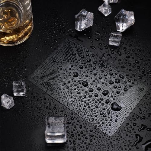 Etyishe Waterproof Playing Cards, Plastic Playing Cards, Deck of Cards | Standard Size, Cool, Black Playing Card for Adults, Premium Poker Card Set, for Magic,Beach,Pool,Camping,Party Games