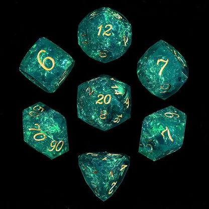 7PCS DND Dice Set,Transparent Sharp Edge Dice Set D&D RPG Polyhedral Die,for Dungeons and Dragons TTRPG Games Roleplaying Games,with Gift Box(Cyan) - color: Galaxy Cyan