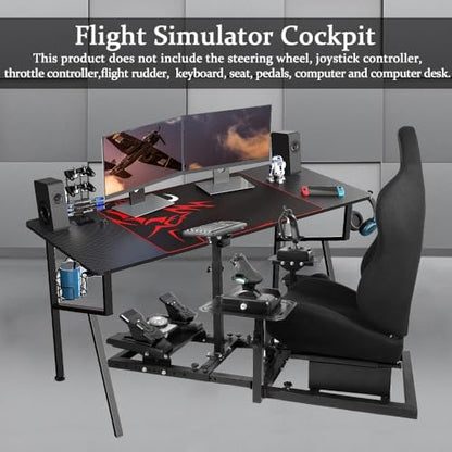 Supllueer Racing Flight Simulator Cockpit with Black Seat Fit for Thrustmaster Hotas Warthog,for Logitech G29 G920 X52 X56, Sim Racing Cockpit, Wheel Pedal Throttle Joystick Keyboard Not Included