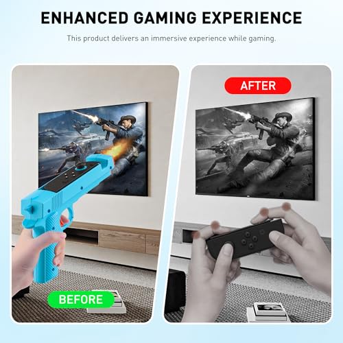 GLDRAM Switch 2 Shooting Game Grip Controller, Replacement Joycon Hand Grips Accessories Compatible with Nintendo Switch 2 Shooter Huntering Games, 2 Pack - Blue & Orange