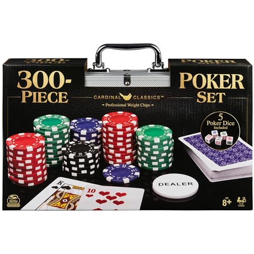 Spin Master Games, Cardinal Classics, 300-Piece Poker Set with Aluminum Carrying Case & Professional Weight Chips & Poker Dice, for Ages 8+ - style: 300-Piece Poker Set