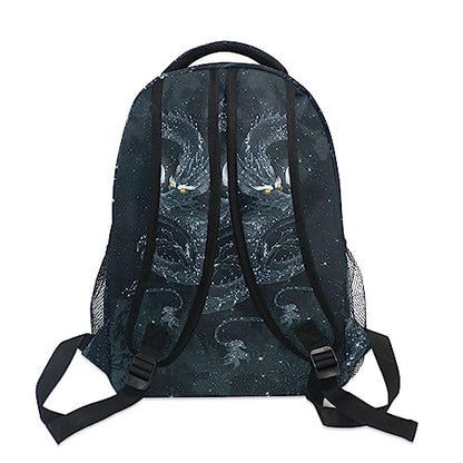 Magic Dark Dragon Galaxy Space Black Backpack Bookbag Daypack Travel School Bag - color: Black