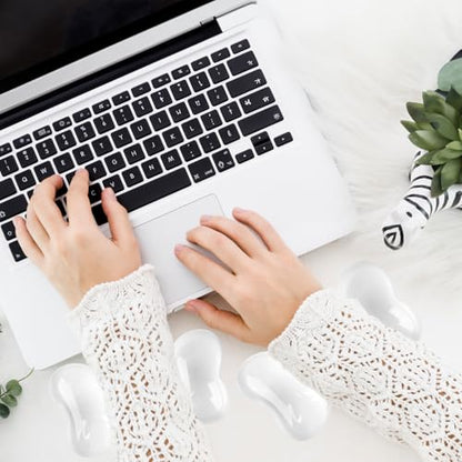 Gel Wrist Rest for Keyboard and Mouse Transparent White Bow Elbow Pad Cushion Ergonomic Cute Clear Cool Heart Mouse Wrist Pad Silicone Non-Slip Support for Computer Gaming Home Office Girl Hand Pillow - color: Bow White