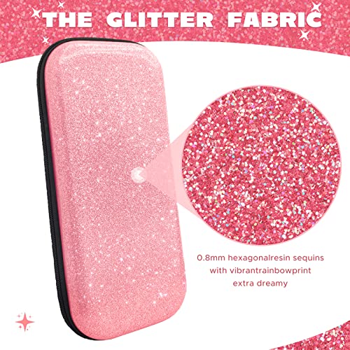 homicozy Glitter Carrying Case for Nintendo Switch & Switch OLED Console, Pink Hard Travel Case Shell Pouch for Nintendo Switch Console & Accessories - color: Pink