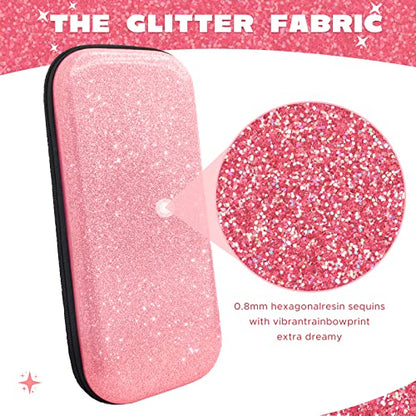 homicozy Glitter Carrying Case for Nintendo Switch & Switch OLED Console, Pink Hard Travel Case Shell Pouch for Nintendo Switch Console & Accessories - color: Pink