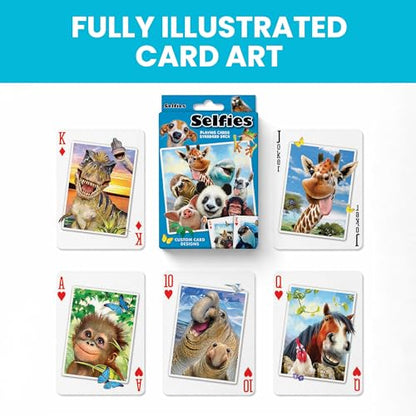 Masterpieces Selfies Playing Cards Set – Cute Playing Card Sets for Adults, Teens, and Kids, Sports Theme, Team Color, 52 Cards & 2 Jokers, Fun Family Game, Ages 3-12 - style: Selfies