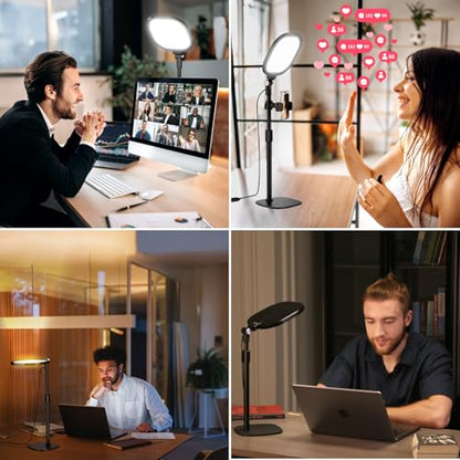Zoom Lighting for Computer, Adjustable Desk Lighting for Video Calls, 30 Light Modes Video Conference Light, Desk Ring Light with Stand for Webcam, Meetings, Live Stream, Home Office. CRI 97.8 - color: Black-1 pack
