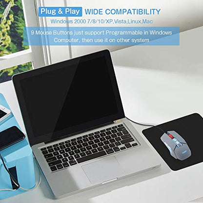 iKKEGOL USB Gaming Mouse with Mouse Pad, 9 Programmable Buttons,with Speaker, Microphone,Temperature and Humidity Display, 16G U Flash Drive RGB Breathing Light Wired Computer Mouse PC Gaming Mice