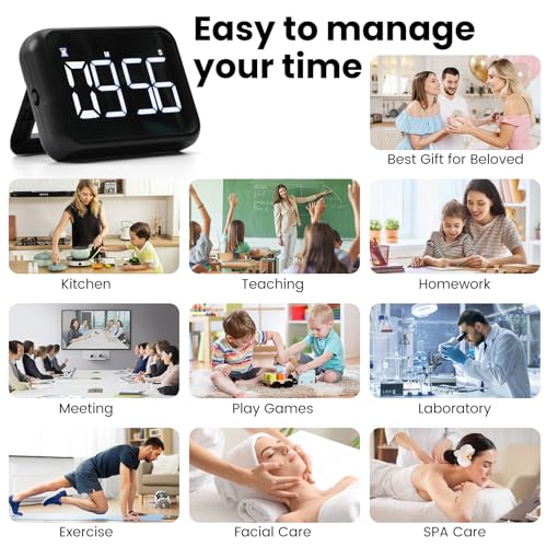 USB Rechargeable Loud Digital Kitchen Timer with Large LCD Display & Adjustable Loud Alarm - Digital & Egg Timer, Kitchen Timers for Cooking, Timer for Kids- Ideal Magnetic - Desk Timer