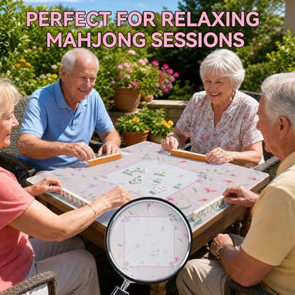 33" x 33" Blush Wild Blossom American Mahjong Mat - Non-Slip Neoprene Pad, Noise Reducing, Easy Clean, Portable for Home, Travel & Airbnb - color: Blush Wild Blossom