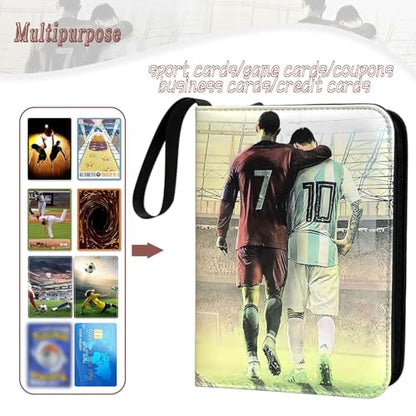 Soccer Card Binder - 900 Capacity 9-Pocket Trading Card Album, 3 Ring Card Holder Binder, Waterproof PU Leather, Zip Closure, Perfect Christmas Birthday Gift for Kids & Collectors - size: 900 Pockets Soccer
