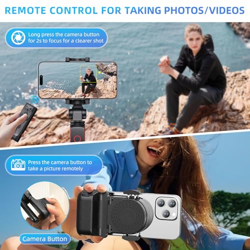 MILOUZ Remote Control Scrolling for Tiktok with Phone Stand,Page Turner for Kindle App E-Book,Bluetooth Camera Shutter Remote for iPhone, Android,iOS,iPad,Tablet (Black) - color: Black