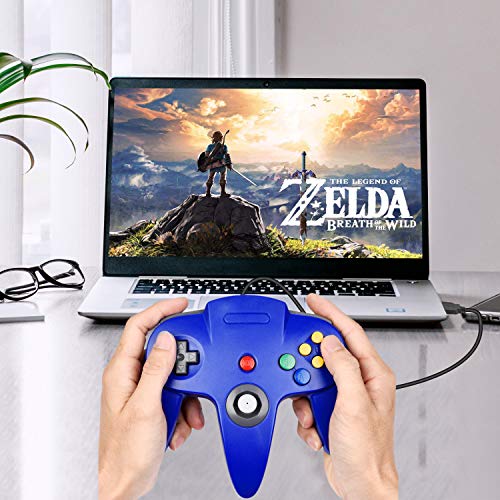 4 Pack PC USB N64 Controller, N64 Wired Gamepad [3D Analog Stick] for Windows PC MAC Linux Raspberry Pi Project 64 Retropie OpenEmu Emulator (Plug & Play) (Gray/Black/Clear Red/Clear Blue)