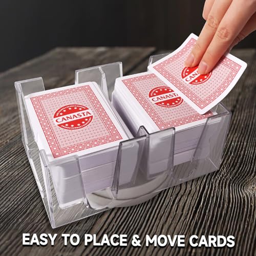 GSE 6-Deck Revolving Canasta Card Tray, 360° Rotating Playing Cards Holder | Canasta Card Holder, Swivel Cards Holder, Smooth Rotation, Cards Organizer For Hand & Foot, Rummy, UNO Games - size: 6-Deck