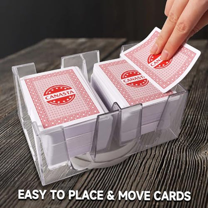 GSE 6-Deck Revolving Canasta Card Tray, 360° Rotating Playing Cards Holder | Canasta Card Holder, Swivel Cards Holder, Smooth Rotation, Cards Organizer For Hand & Foot, Rummy, UNO Games - size: 6-Deck