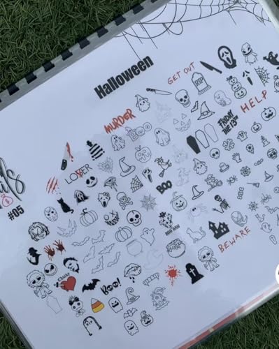 Nail Art Workbook Make Your own Nail Decal Stickers Reusable Gel Nail Design Practice Book for Gel Nail Polish Acrylic Nail foils Crystals Rhinestones Glitter Cartoon Nail Design Guide (1) - color: 1