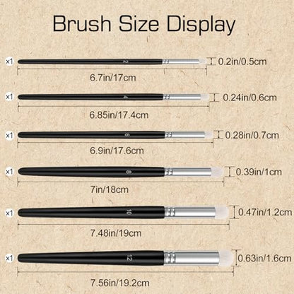 Dry Brush Set, 6 Different Sizes | Professional Art & Advanced Acrylic Paint Brushes, Detail Paint Brush, Model Wargames Miniature, Watercolor Oil Painting