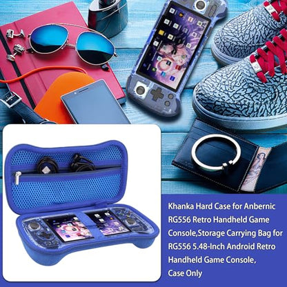 khanka Hard Travel Case Replacement for Anbernic RG556 Retro Handheld Game Console,Case Only. (Blue) | Hard Shell Protection, Smooth Zipper Opening, Secure Custom Fit, Travel-Ready Portable Storage, Protective Case Only - style: Blue
