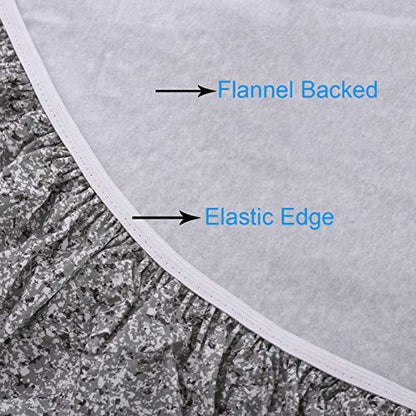 Walrus Round Vinyl Fitted Tablecloth with Flannel Backing Elastic Edge Design Table Cover Waterproof Oil-Proof PVC Table Cloth Stain-Resistant Best for 37"-44" Round - color: Grey, size: 44" (Round)
