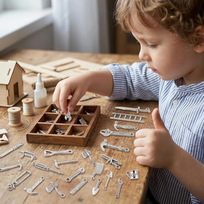 40PCS 1:12 Miniature Dollhouse Silvery Metal Home Repair Tools Micro Scene Model Work for Party Dollhouse Decoration Accessories Mini Yard Building Supplies Pretend Toy DIY Crafts Ornament