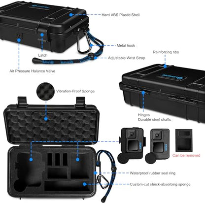 Lekufee Travel Waterproof Hard Case for Gopro Hero 13/12 / 11/10 / 9, Hero 4K, LIT Hero, Media Mod, and Other Accessories(Case & Bag Only)